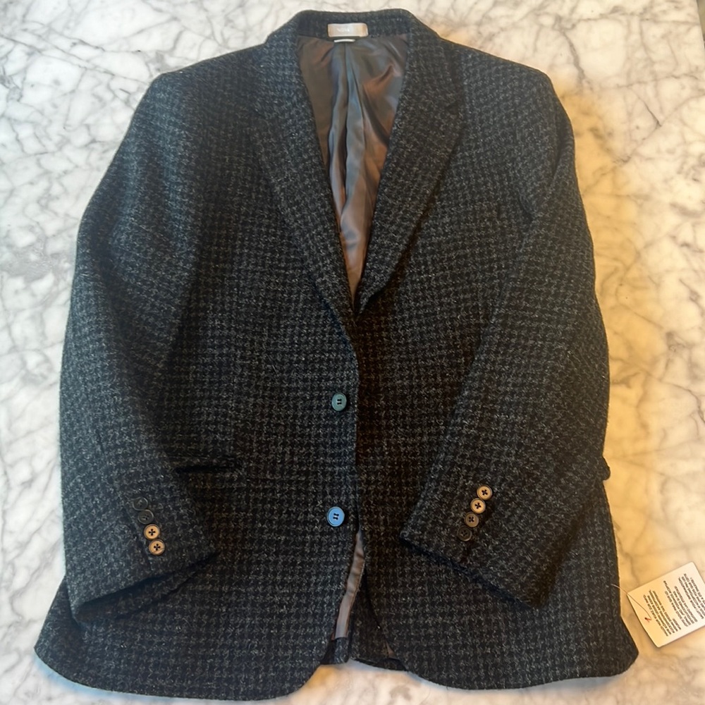 Mens Noak Harris tweed suit-black houndstooth New w tags Blazer 42 pants 34W 32L